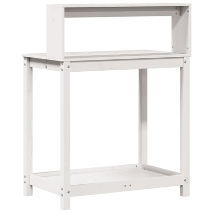 vidaXL Table de rempotage avec étagères blanc bois massif de pin