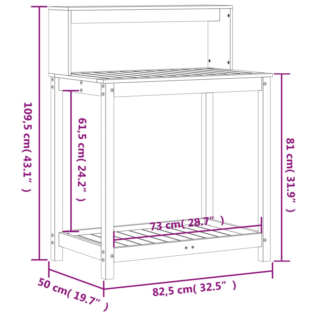 vidaXL Table de rempotage avec étagères blanc bois massif de pin