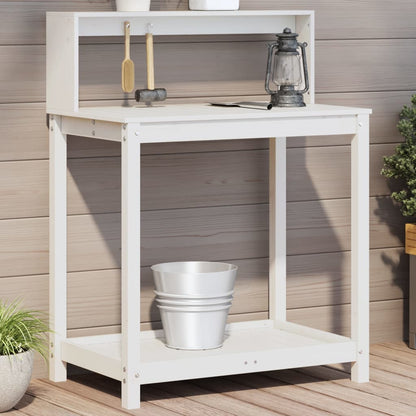 vidaXL Table de rempotage avec étagères blanc bois massif de pin