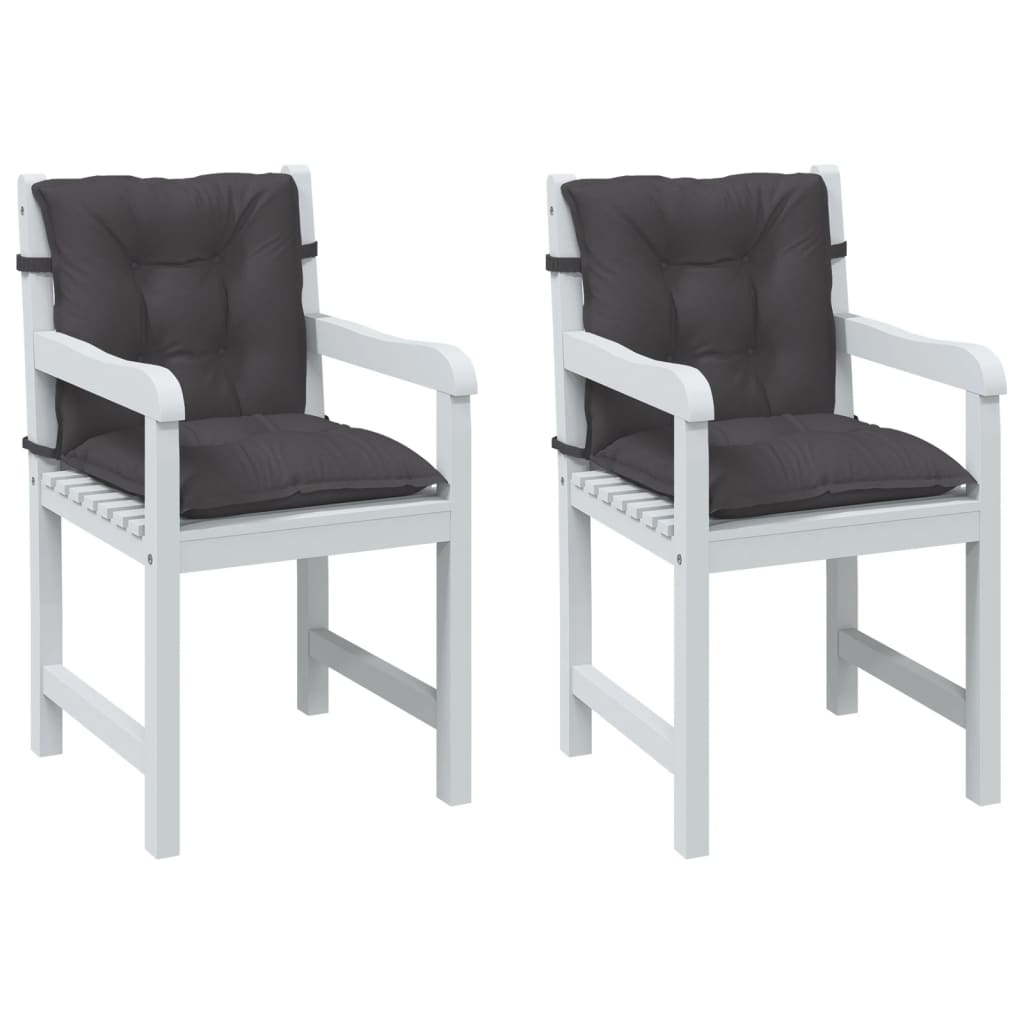 vidaXL Coussins de chaise à dossier bas lot de 2 anthracite mélangé