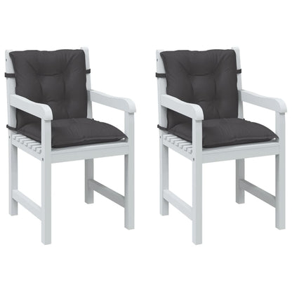 vidaXL Coussins de chaise à dossier bas lot de 2 anthracite mélangé