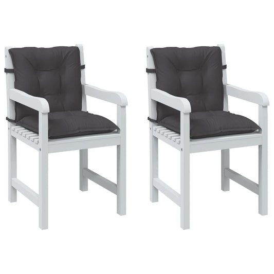 vidaXL Coussins de chaise à dossier bas lot de 2 anthracite mélangé