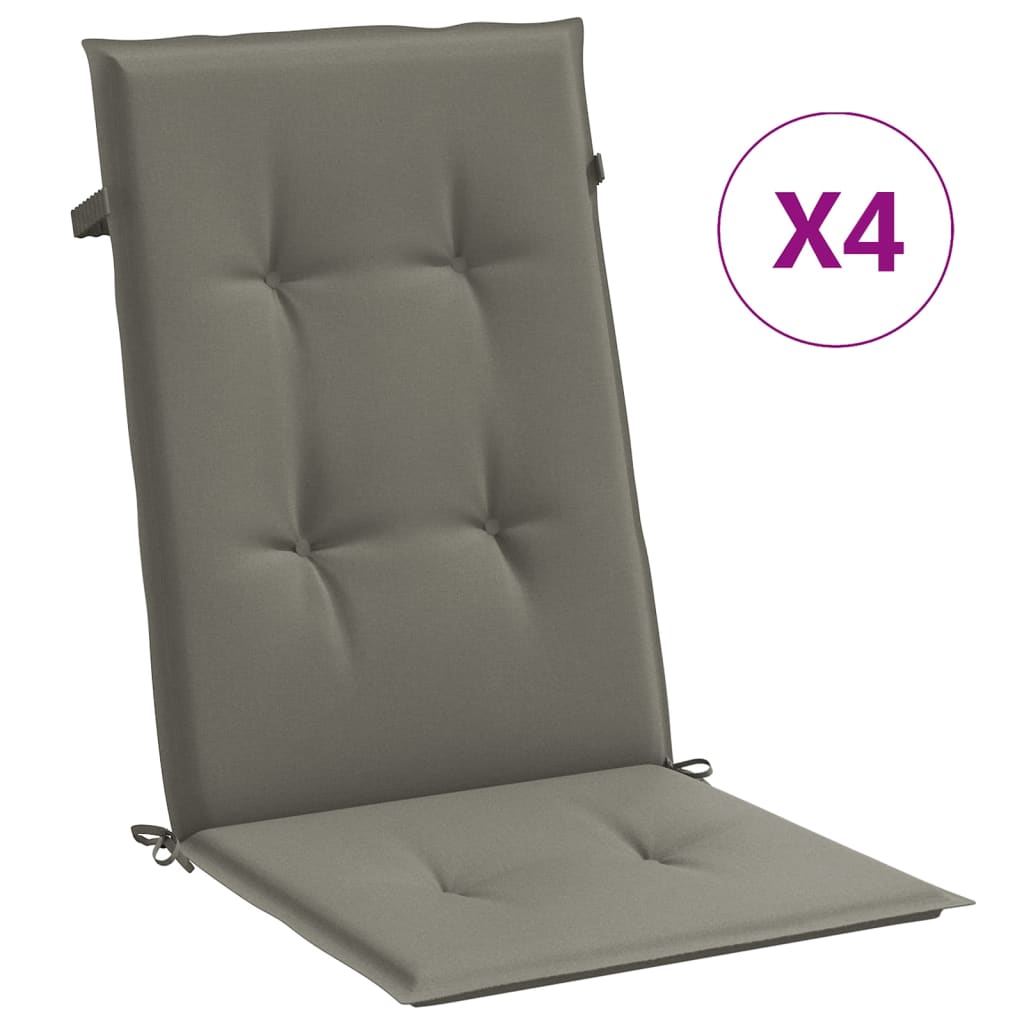 vidaXL Coussins de chaise à dossier haut lot de 4 gris foncé mélangé