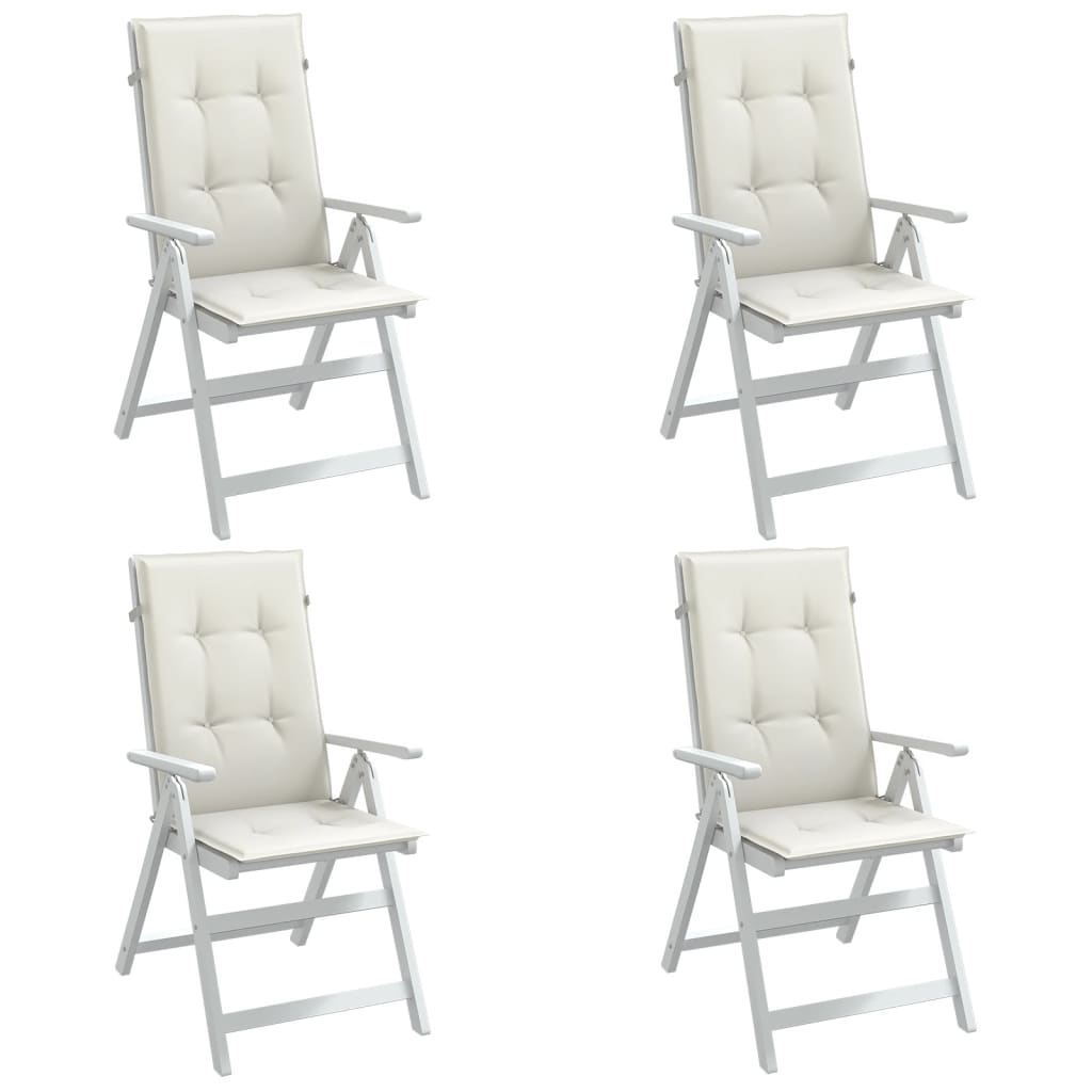 vidaXL Coussins de chaise à dossier haut lot de 4 crème mélangé tissu