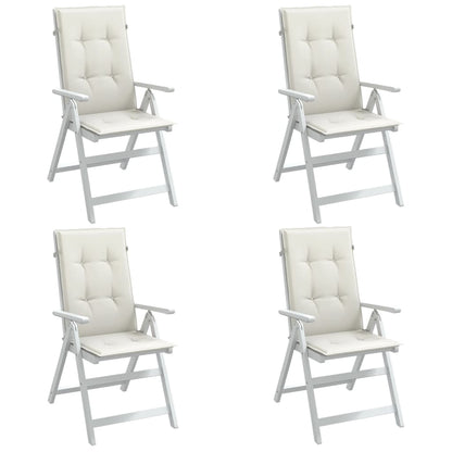 vidaXL Coussins de chaise à dossier haut lot de 4 crème mélangé tissu