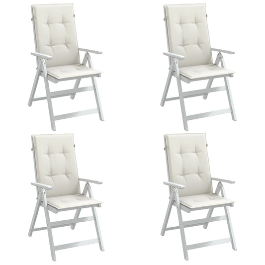 vidaXL Coussins de chaise à dossier haut lot de 4 crème mélangé tissu