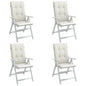 vidaXL Coussins de chaise à dossier haut lot de 4 crème mélangé tissu