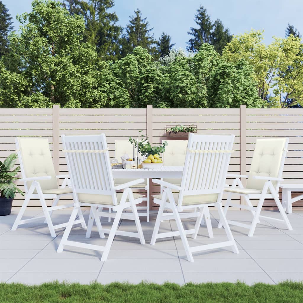 vidaXL Coussins de chaise à dossier haut lot de 6 crème mélangé tissu