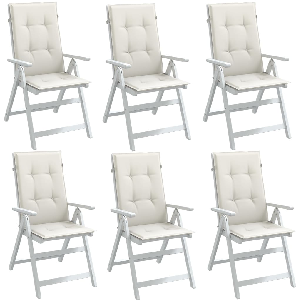vidaXL Coussins de chaise à dossier haut lot de 6 crème mélangé tissu