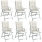vidaXL Coussins de chaise à dossier haut lot de 6 crème mélangé tissu