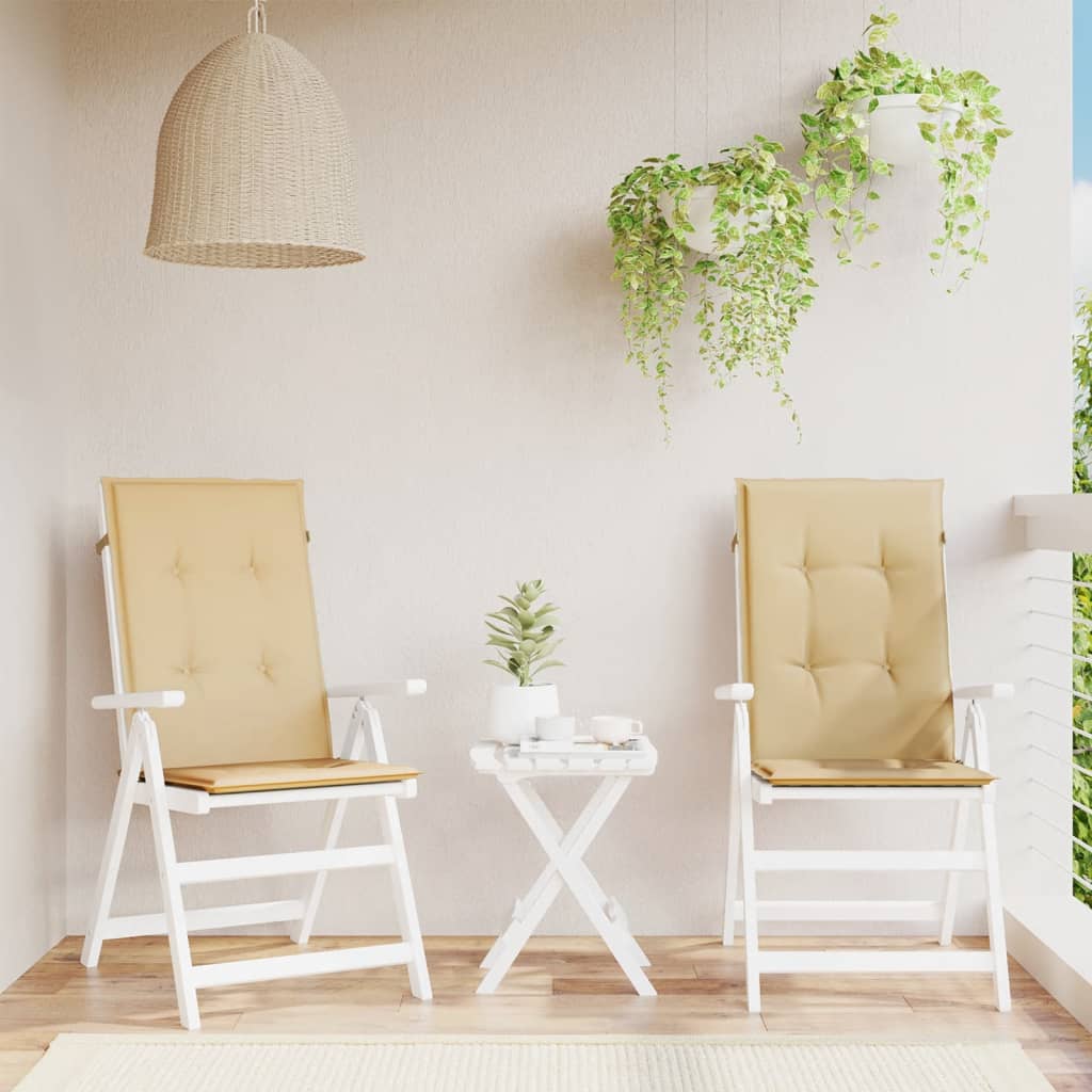 vidaXL Coussins de chaise à dossier haut lot de 2 beige mélangé tissu