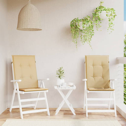vidaXL Coussins de chaise à dossier haut lot de 2 beige mélangé tissu
