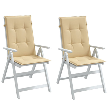 vidaXL Coussins de chaise à dossier haut lot de 2 beige mélangé tissu