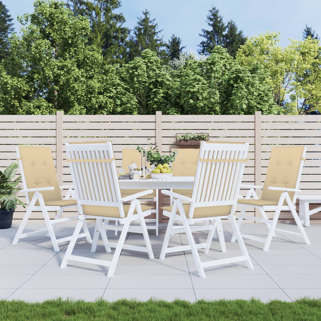 vidaXL Coussins de chaise à dossier haut lot de 6 beige mélangé tissu