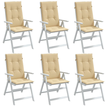 vidaXL Coussins de chaise à dossier haut lot de 6 beige mélangé tissu