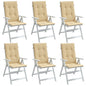 vidaXL Coussins de chaise à dossier haut lot de 6 beige mélangé tissu