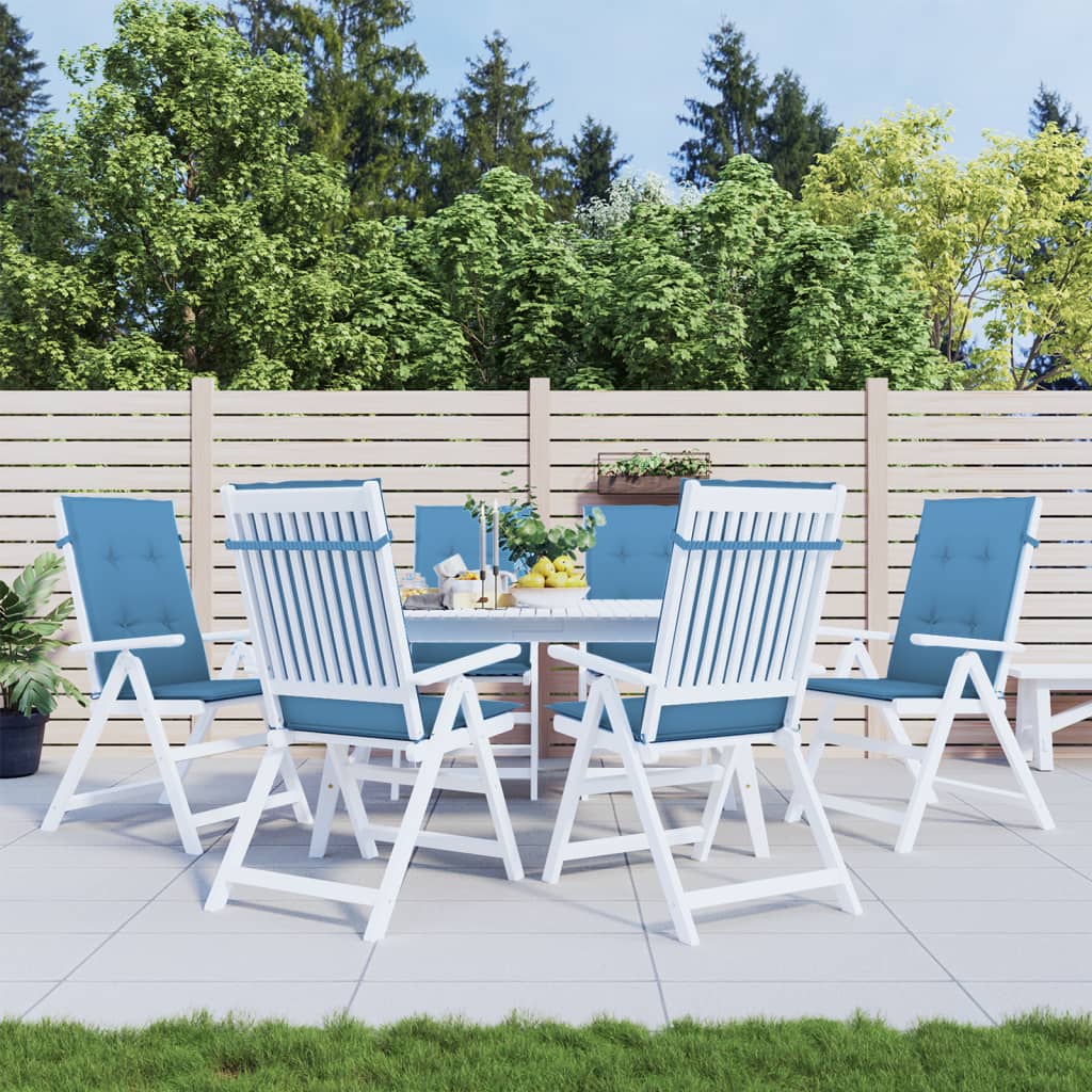 vidaXL Coussins de chaise à dossier haut lot de 6 bleu mélangé tissu