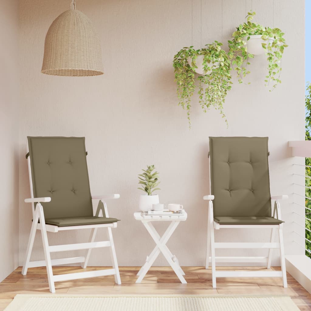 vidaXL Coussins de chaise à dossier haut lot de 2 taupe mélangé tissu