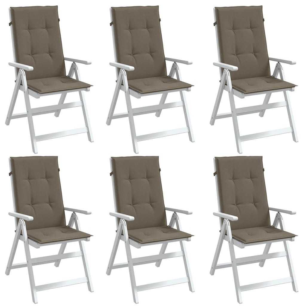 vidaXL Coussins de chaise à dossier haut lot de 6 taupe mélangé tissu