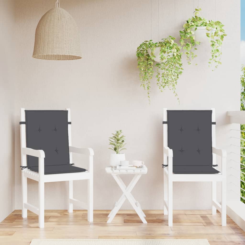 vidaXL Coussins de chaise à dossier bas lot de 2 anthracite mélangé
