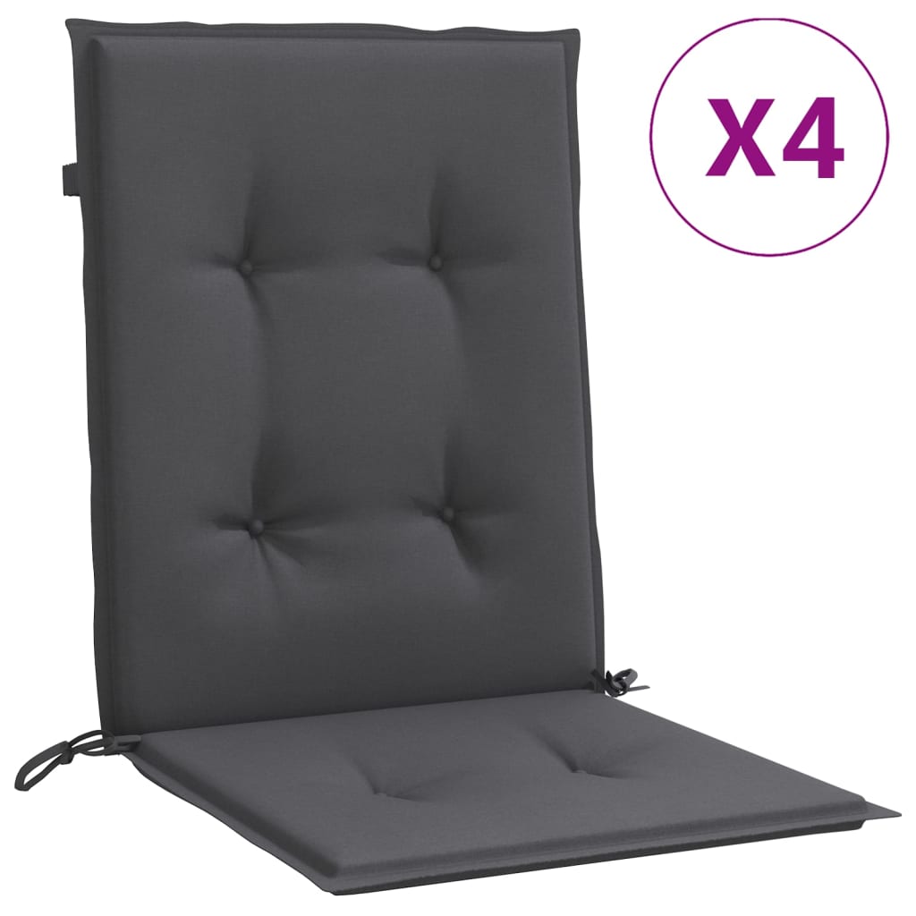 vidaXL Coussins de chaise à dossier bas lot de 4 anthracite mélangé