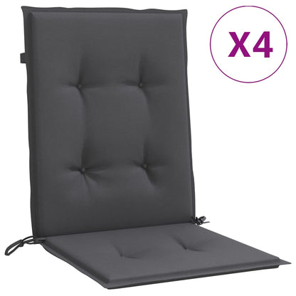 vidaXL Coussins de chaise à dossier bas lot de 4 anthracite mélangé