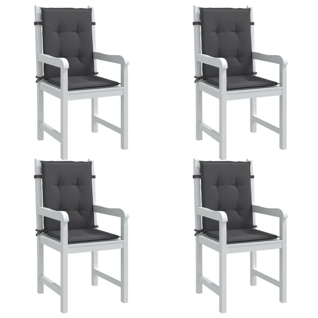 vidaXL Coussins de chaise à dossier bas lot de 4 anthracite mélangé