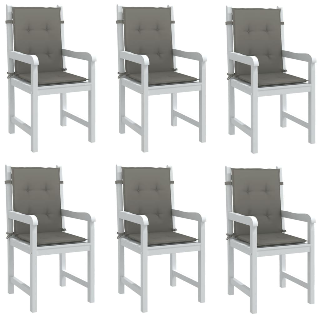vidaXL Coussins de chaise à dossier bas lot de 6 gris foncé mélangé