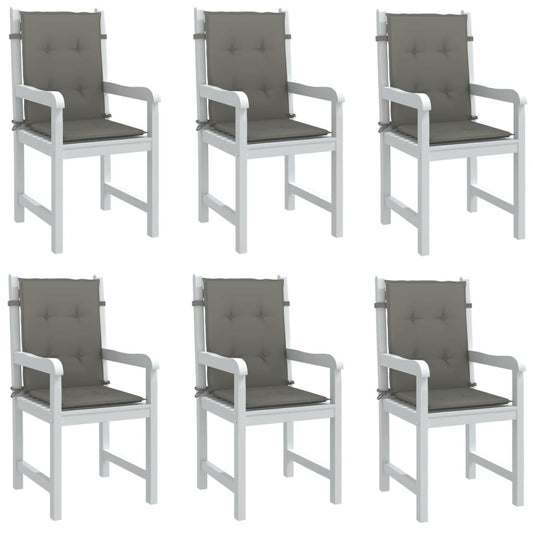 vidaXL Coussins de chaise à dossier bas lot de 6 gris foncé mélangé