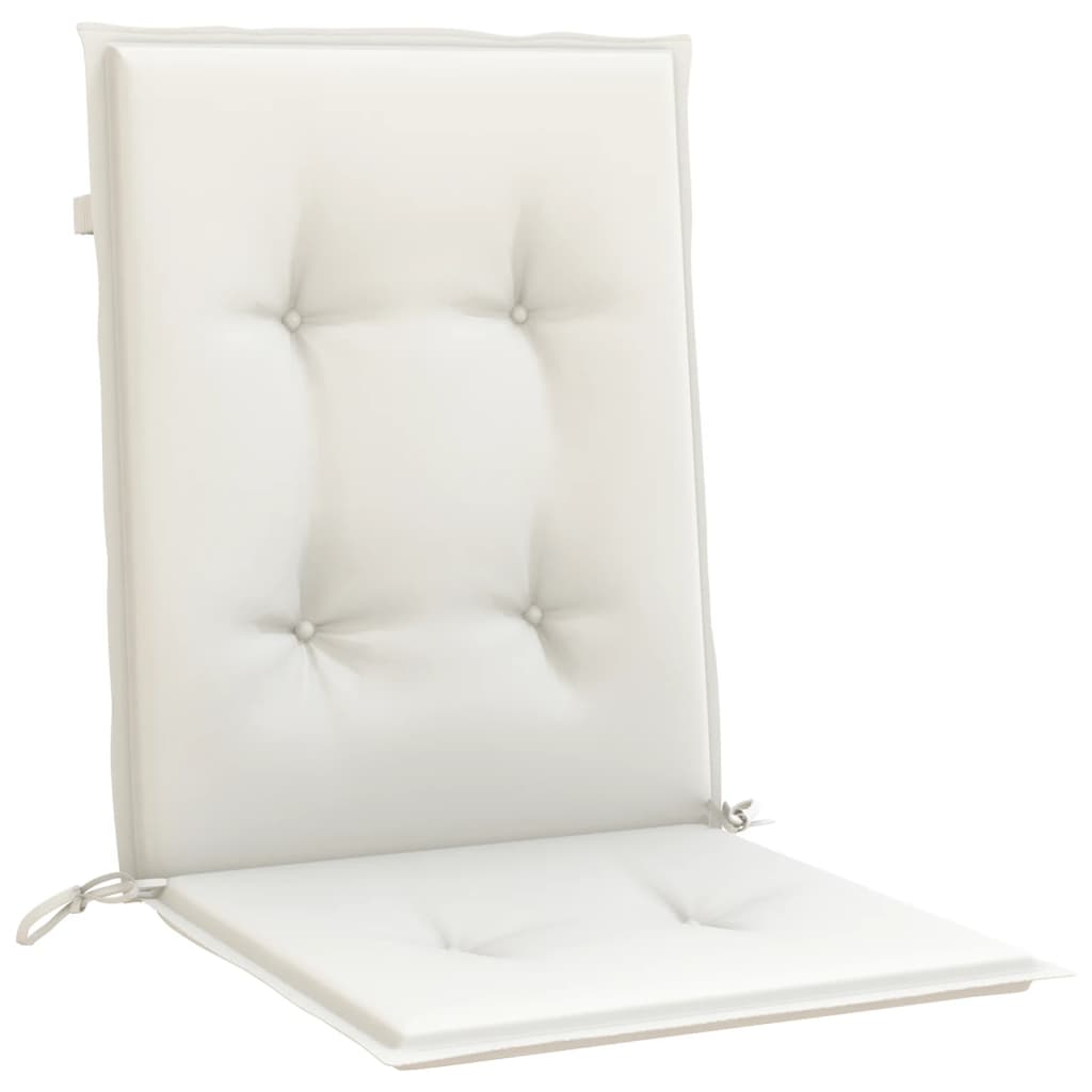vidaXL Coussins de chaise à dossier bas lot de 2 crème mélangé tissu