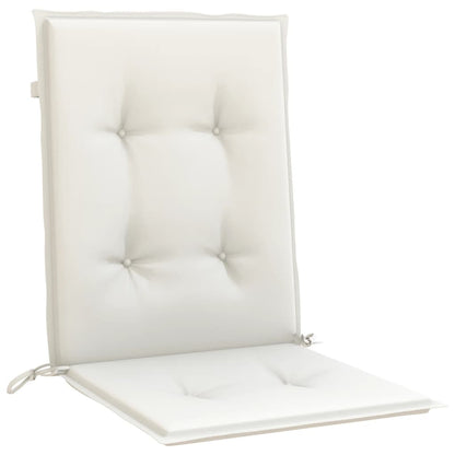vidaXL Coussins de chaise à dossier bas lot de 2 crème mélangé tissu