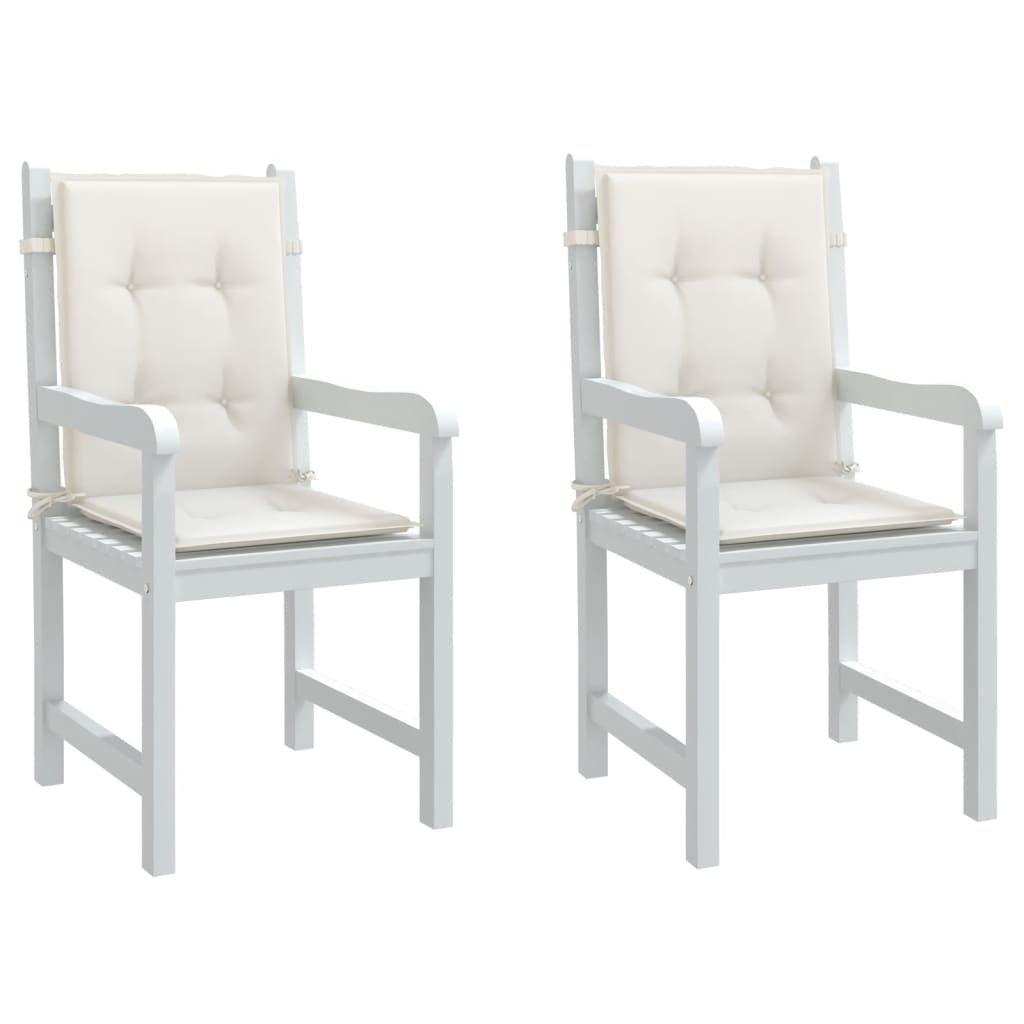 vidaXL Coussins de chaise à dossier bas lot de 2 crème mélangé tissu