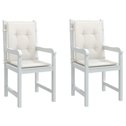 vidaXL Coussins de chaise à dossier bas lot de 2 crème mélangé tissu
