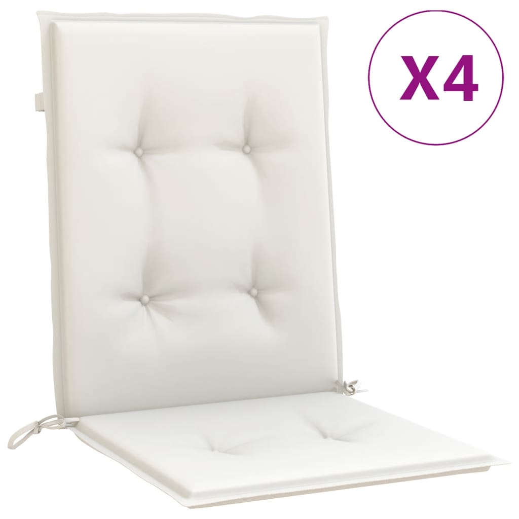 vidaXL Coussins de chaise à dossier bas lot de 4 crème mélangé tissu