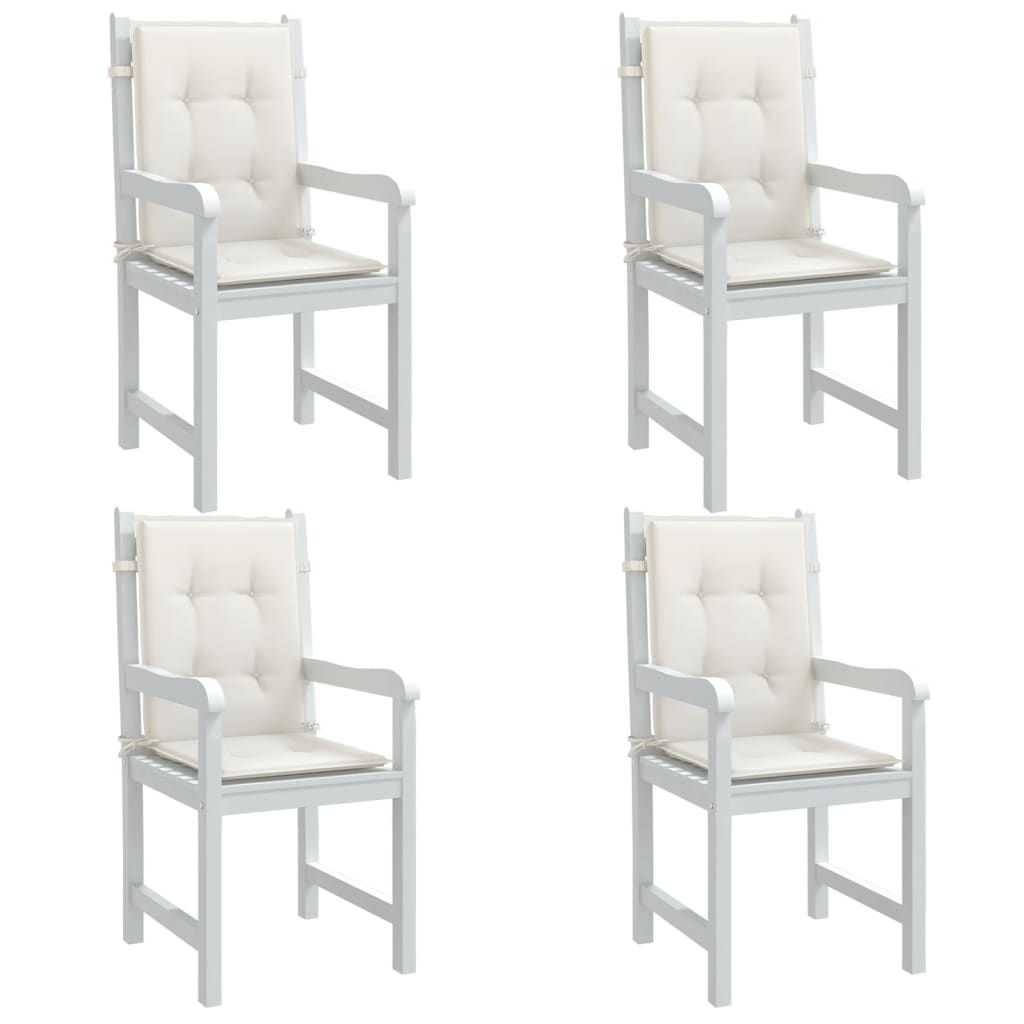 vidaXL Coussins de chaise à dossier bas lot de 4 crème mélangé tissu