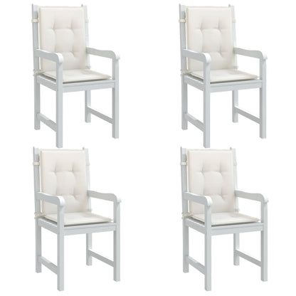 vidaXL Coussins de chaise à dossier bas lot de 4 crème mélangé tissu