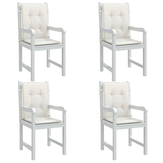 vidaXL Coussins de chaise à dossier bas lot de 4 crème mélangé tissu