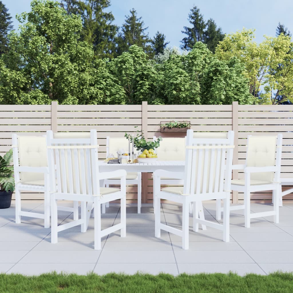 vidaXL Coussins de chaise à dossier bas lot de 6 crème mélangé tissu