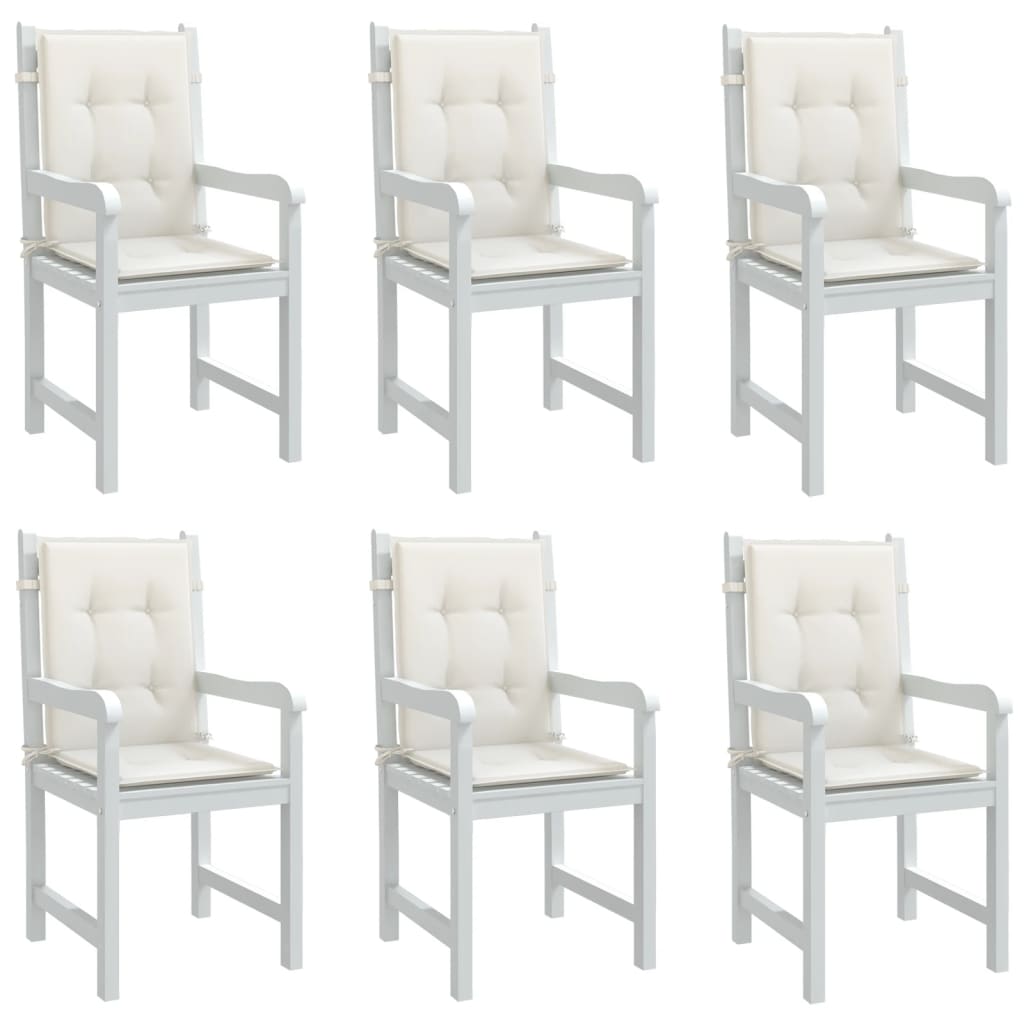 vidaXL Coussins de chaise à dossier bas lot de 6 crème mélangé tissu