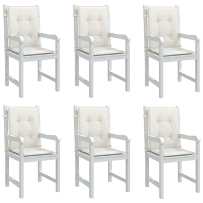 vidaXL Coussins de chaise à dossier bas lot de 6 crème mélangé tissu