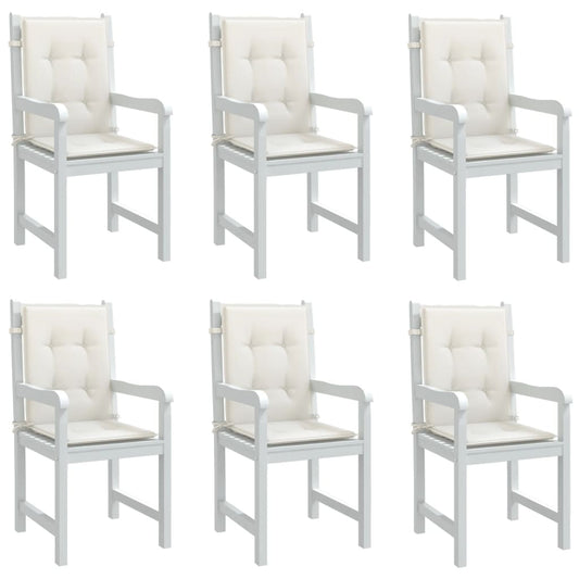 vidaXL Coussins de chaise à dossier bas lot de 6 crème mélangé tissu
