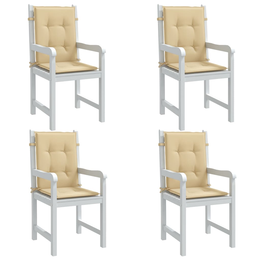 vidaXL Coussins de chaise à dossier bas lot de 4 beige mélangé tissu