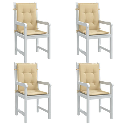 vidaXL Coussins de chaise à dossier bas lot de 4 beige mélangé tissu