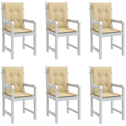 vidaXL Coussins de chaise à dossier bas lot de 6 beige mélangé tissu