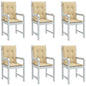 vidaXL Coussins de chaise à dossier bas lot de 6 beige mélangé tissu