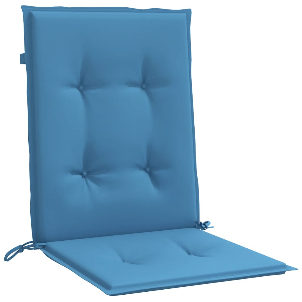 vidaXL Coussins de chaise à dossier bas lot de 2 bleu mélangé tissu