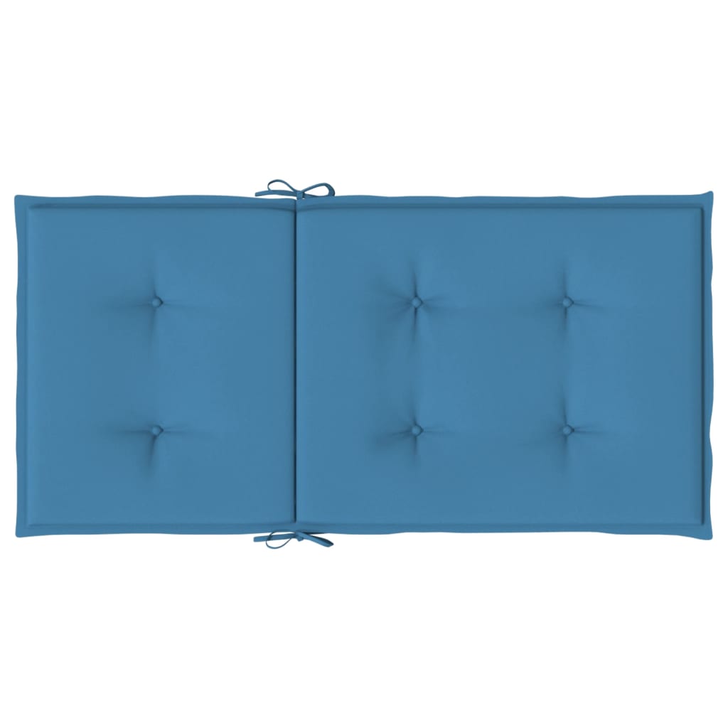 vidaXL Coussins de chaise à dossier bas lot de 2 bleu mélangé tissu