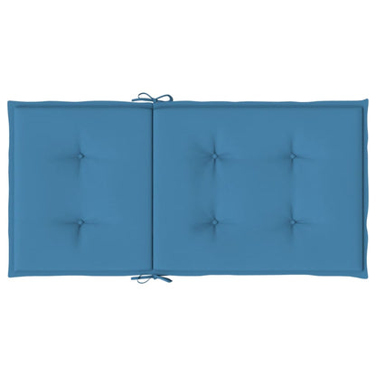 vidaXL Coussins de chaise à dossier bas lot de 2 bleu mélangé tissu