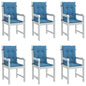 vidaXL Coussins de chaise à dossier bas lot de 6 bleu mélangé tissu