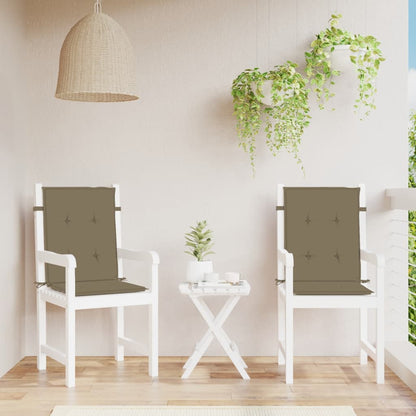 vidaXL Coussins de chaise à dossier bas lot de 2 taupe mélangé tissu